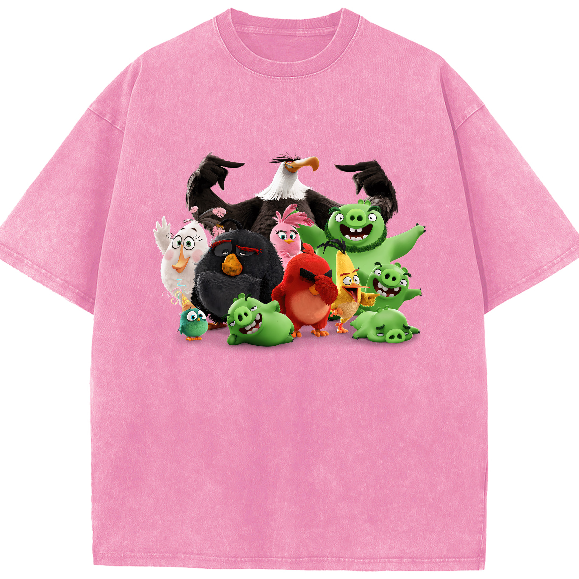 （画像用） Angry Birds アングリーバード 綿100% ヴィンテージ風 半袖Tシャツ（フロントプリント）